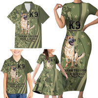 United States Canine Personalized Family Matching Short Sleeve Bodycon Dress and Hawaiian Shirt USA Military K9s Camouflage
