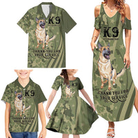 United States Canine Personalized Family Matching Summer Maxi Dress and Hawaiian Shirt USA Military K9s Camouflage