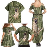 United States Canine Personalized Family Matching Summer Maxi Dress and Hawaiian Shirt USA Military K9s Camouflage