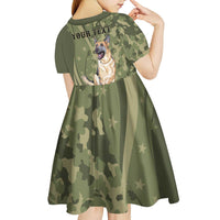 United States Canine Personalized Kid Short Sleeve Dress USA Military K9s Camouflage
