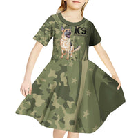 United States Canine Personalized Kid Short Sleeve Dress USA Military K9s Camouflage