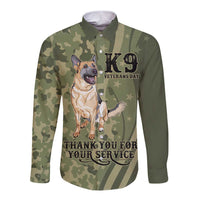 United States Canine Personalized Long Sleeve Button Shirt USA Military K9s Camouflage
