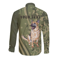 United States Canine Personalized Long Sleeve Button Shirt USA Military K9s Camouflage