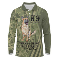 United States Canine Personalized Long Sleeve Polo Shirt USA Military K9s Camouflage