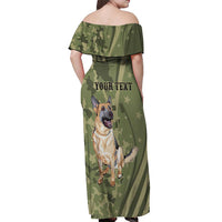 United States Canine Personalized Off Shoulder Maxi Dress USA Military K9s Camouflage