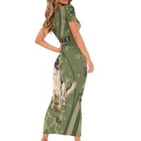 United States Canine Personalized Short Sleeve Bodycon Dress USA Military K9s Camouflage
