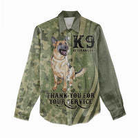 United States Canine Personalized Women Casual Shirt USA Military K9s Camouflage