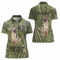 United States Canine Personalized Women Polo Shirt USA Military K9s Camouflage