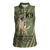 United States Canine Personalized Women Sleeveless Polo Shirt USA Military K9s Camouflage