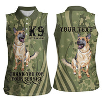 United States Canine Personalized Women Sleeveless Polo Shirt USA Military K9s Camouflage