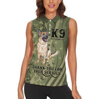 United States Canine Personalized Women Sleeveless Polo Shirt USA Military K9s Camouflage