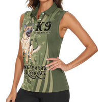 United States Canine Personalized Women Sleeveless Polo Shirt USA Military K9s Camouflage