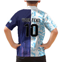 Argentina Football Custom Family Matching Mermaid Dress and Hawaiian Shirt Vamos La Albiceleste Half Version