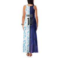 Argentina Football Custom Family Matching Tank Maxi Dress and Hawaiian Shirt Vamos La Albiceleste Half Version