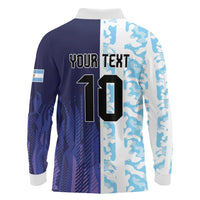 Argentina Football Custom Long Sleeve Polo Shirt Vamos La Albiceleste Half Version