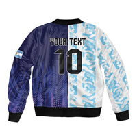Argentina Football Custom Sleeve Zip Bomber Jacket Vamos La Albiceleste Half Version