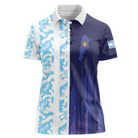 Argentina Football Custom Women Polo Shirt Vamos La Albiceleste Half Version