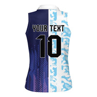 Argentina Football Custom Women Sleeveless Polo Shirt Vamos La Albiceleste Half Version