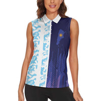 Argentina Football Custom Women Sleeveless Polo Shirt Vamos La Albiceleste Half Version
