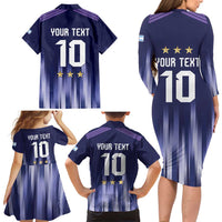 Argentina Football Custom Family Matching Long Sleeve Bodycon Dress and Hawaiian Shirt Vamos La Albiceleste Vintage
