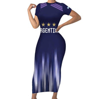 Argentina Football Custom Family Matching Short Sleeve Bodycon Dress and Hawaiian Shirt Vamos La Albiceleste Vintage