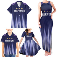 Argentina Football Custom Family Matching Tank Maxi Dress and Hawaiian Shirt Vamos La Albiceleste Vintage
