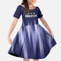 Argentina Football Custom Kid Short Sleeve Dress Vamos La Albiceleste Vintage