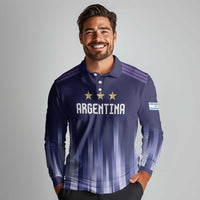 Argentina Football Custom Long Sleeve Polo Shirt Vamos La Albiceleste Vintage