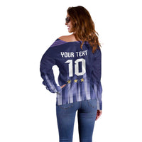 Argentina Football Custom Off Shoulder Sweater Vamos La Albiceleste Vintage