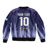 Argentina Football Custom Sleeve Zip Bomber Jacket Vamos La Albiceleste Vintage