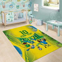 Brazil Football Custom Area Rug Brasil Birds Mascot Bora Brasil!