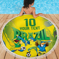 Brazil Football Custom Beach Blanket Brasil Birds Mascot Bora Brasil!