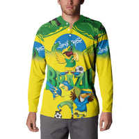 Brazil Football Custom Button Sweatshirt Brasil Birds Mascot Bora Brasil!