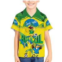Brazil Football Custom Family Matching Mermaid Dress and Hawaiian Shirt Brasil Birds Mascot Bora Brasil!