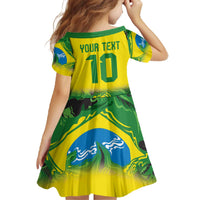Brazil Football Custom Family Matching Off The Shoulder Long Sleeve Dress and Hawaiian Shirt Brasil Birds Mascot Bora Brasil!