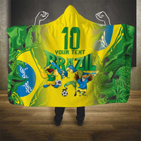 Brazil Football Custom Hooded Blanket Brasil Birds Mascot Bora Brasil!