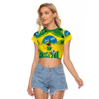 Brazil Football Custom Raglan Cropped T Shirt Brasil Birds Mascot Bora Brasil!
