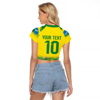 Brazil Football Custom Raglan Cropped T Shirt Brasil Birds Mascot Bora Brasil!