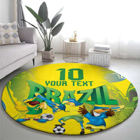 Brazil Football Custom Round Carpet Brasil Birds Mascot Bora Brasil!
