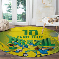 Brazil Football Custom Round Carpet Brasil Birds Mascot Bora Brasil!