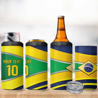 Brazil Football Custom 4 in 1 Can Cooler Tumbler Selecao Canarinho Flag Motif