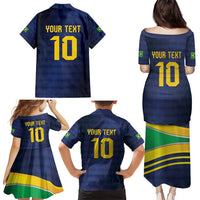 Brazil Football Custom Family Matching Puletasi and Hawaiian Shirt Selecao Canarinho Flag Motif