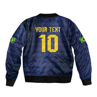 Brazil Football Custom Sleeve Zip Bomber Jacket Selecao Canarinho Flag Motif