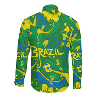 Brazil Ordem e Progresso Long Sleeve Button Shirt Native Brasil Mixed Together