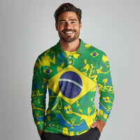 Brazil Ordem e Progresso Long Sleeve Polo Shirt Native Brasil Mixed Together