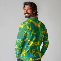 Brazil Ordem e Progresso Long Sleeve Polo Shirt Native Brasil Mixed Together