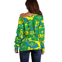 Brazil Ordem e Progresso Off Shoulder Sweater Native Brasil Mixed Together
