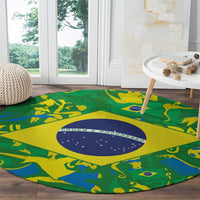 Brazil Ordem e Progresso Round Carpet Native Brasil Mixed Together