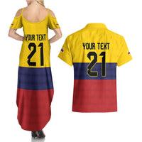 Colombia Football Custom Couples Matching Summer Maxi Dress and Hawaiian Shirt Come On Los Cafeteros Flag Style