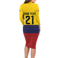 Colombia Football Custom Family Matching Long Sleeve Bodycon Dress and Hawaiian Shirt Come On Los Cafeteros Flag Style
